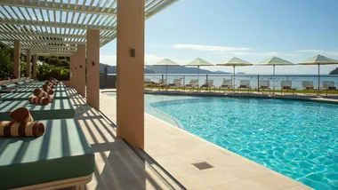 poolside area of The Sundays, a luxury resort in Queensland