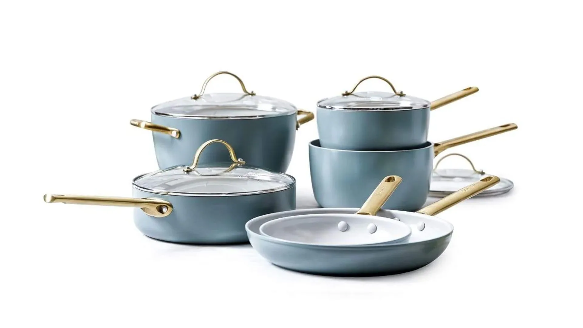 GreenPan Padova 6 (10) piece cookware set in Smokey Sky Blue
