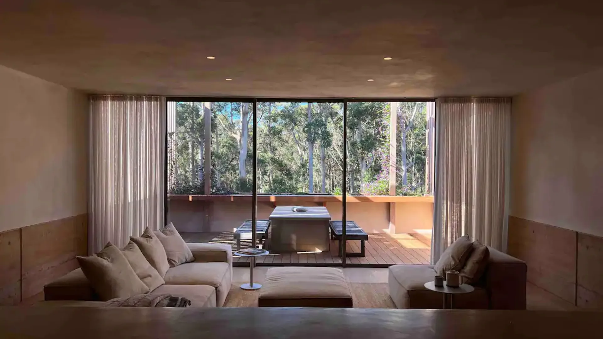 Minimalist design nestled among the treetops at Karri Loam Airbnb.