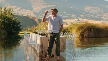 Nikolai St George at Cloudy Bay’s Central Otago vineyard.