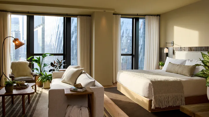 A king room at 1 Hotel Melbourne.