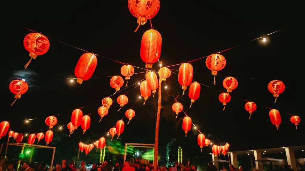 Red lanterns at night Night Hawker event at Pair'd Margaret River Region
