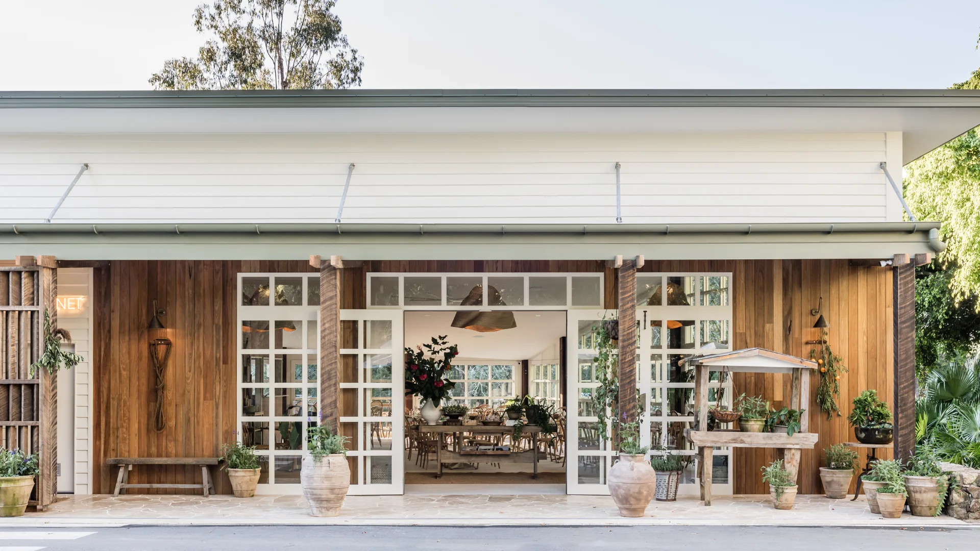 The farmhouse-style exterior of Sunshine Coast restaurant Alsahwa Estate.