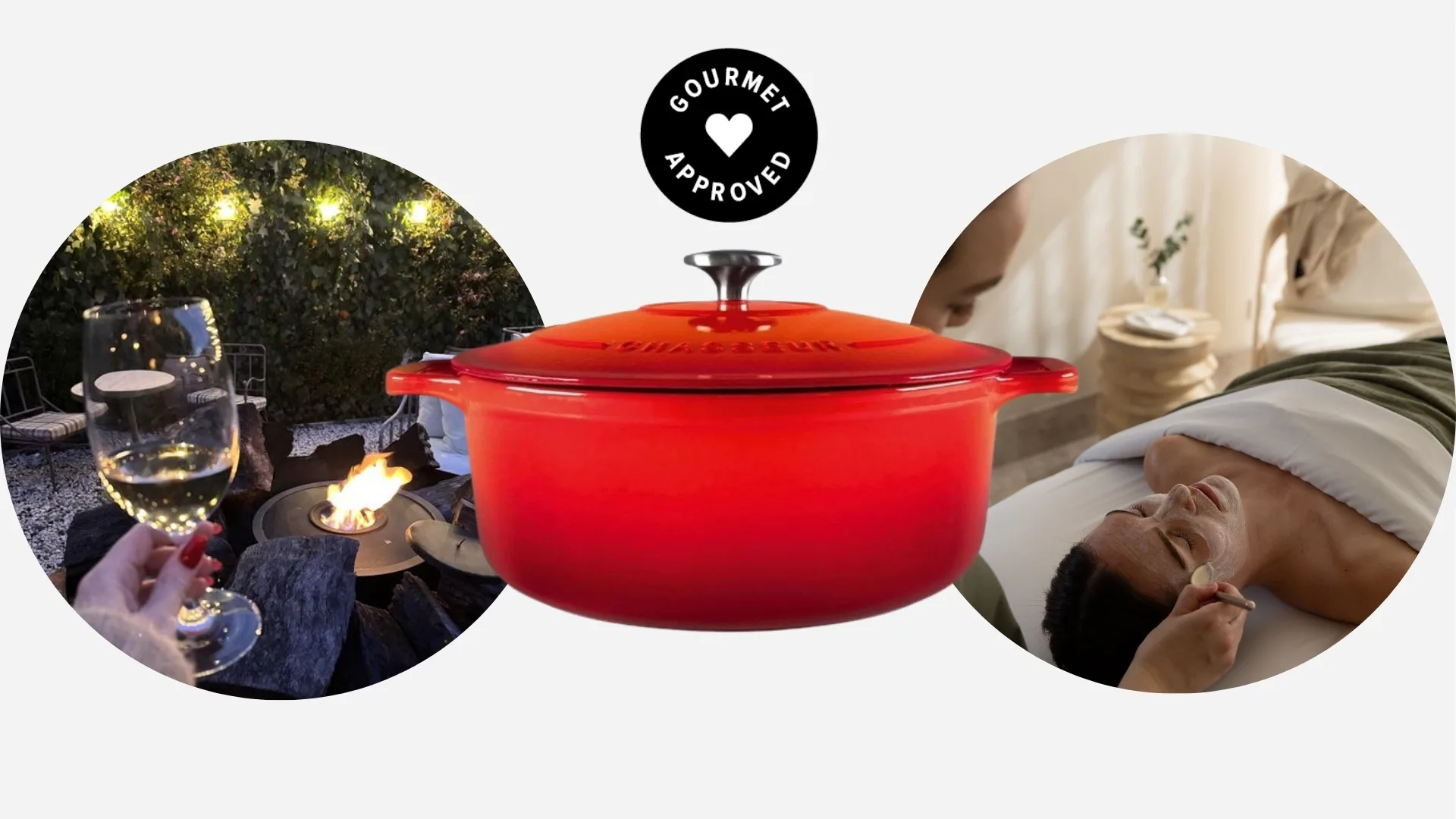 Three circles with GT Loves for October in each - places and products