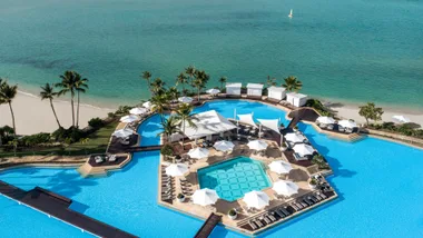 Intercontinental Hayman Island resort and its famoous pool overlooking the Coral Sea