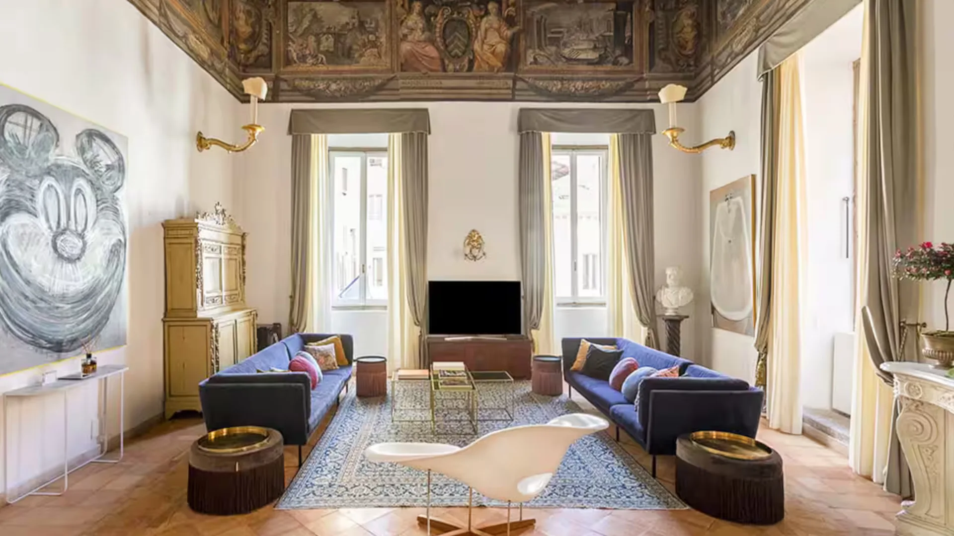 This expansive and luxurious apartment is a rare gem in the Eternal City.