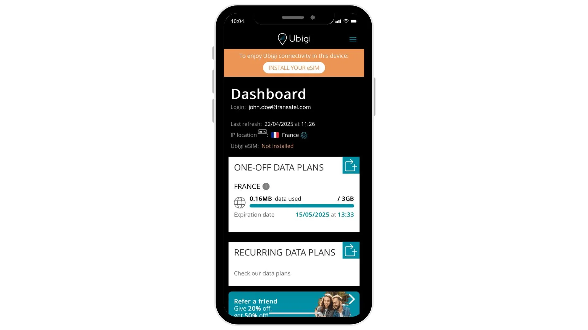One of the best features of Ubigi eSIMs for international travel is that you can top up your plan even when you have run out of data.