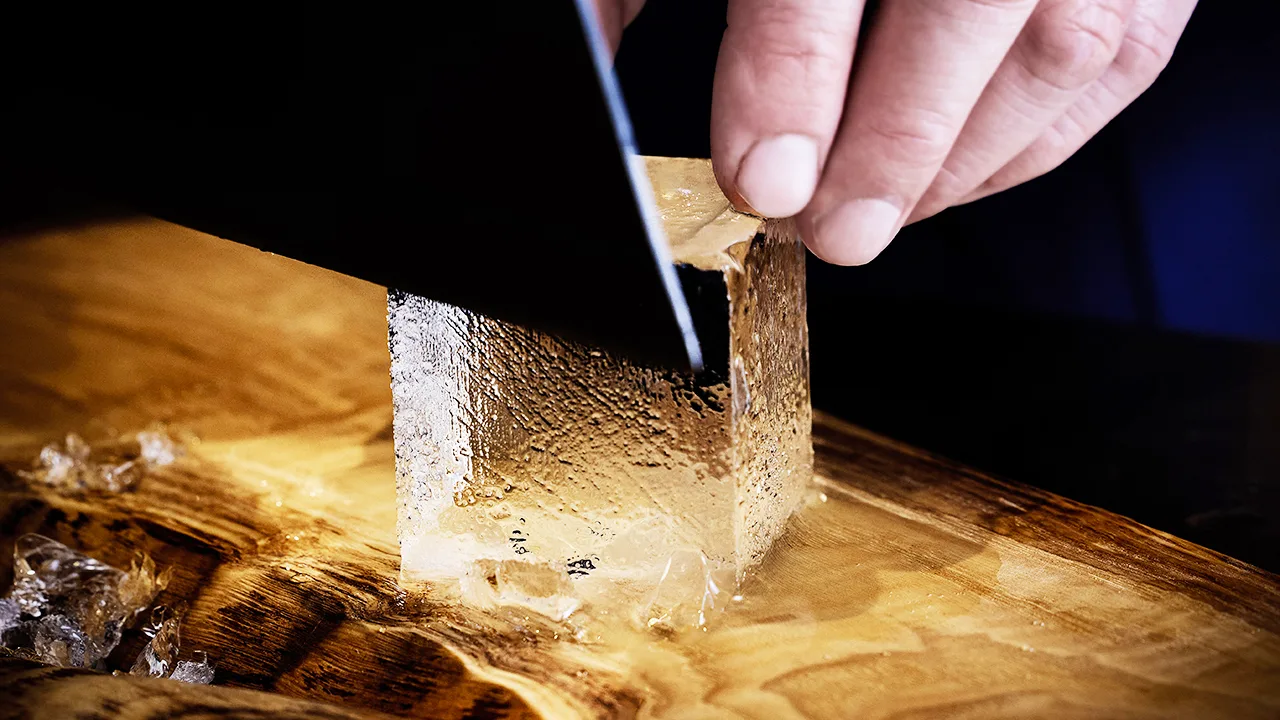 Hand-carved ice at +81 Aizome Bar, Brisbane