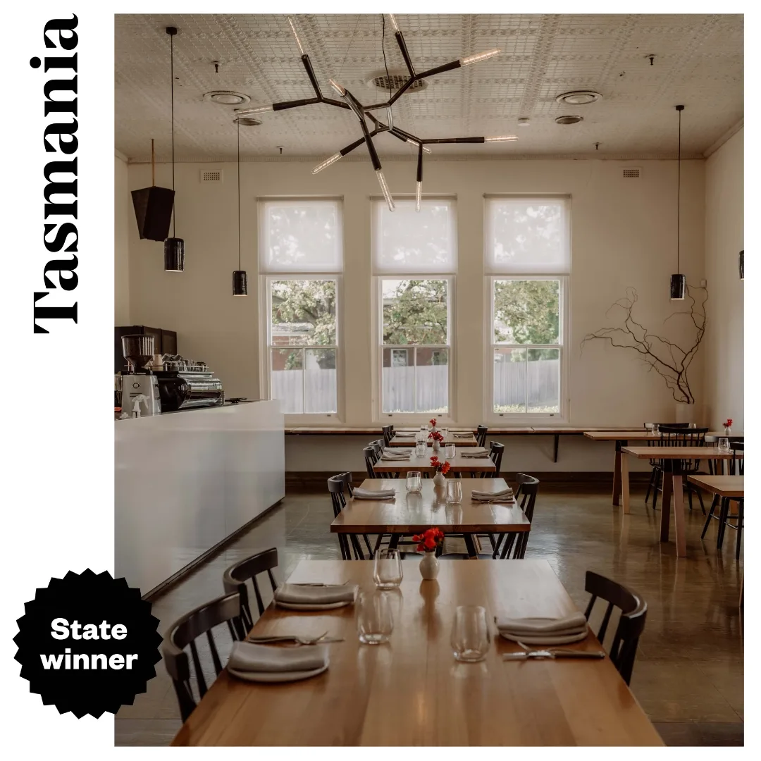 Airy dining room at The Agrarian Kitchen, the best restaurant in Tasmania
