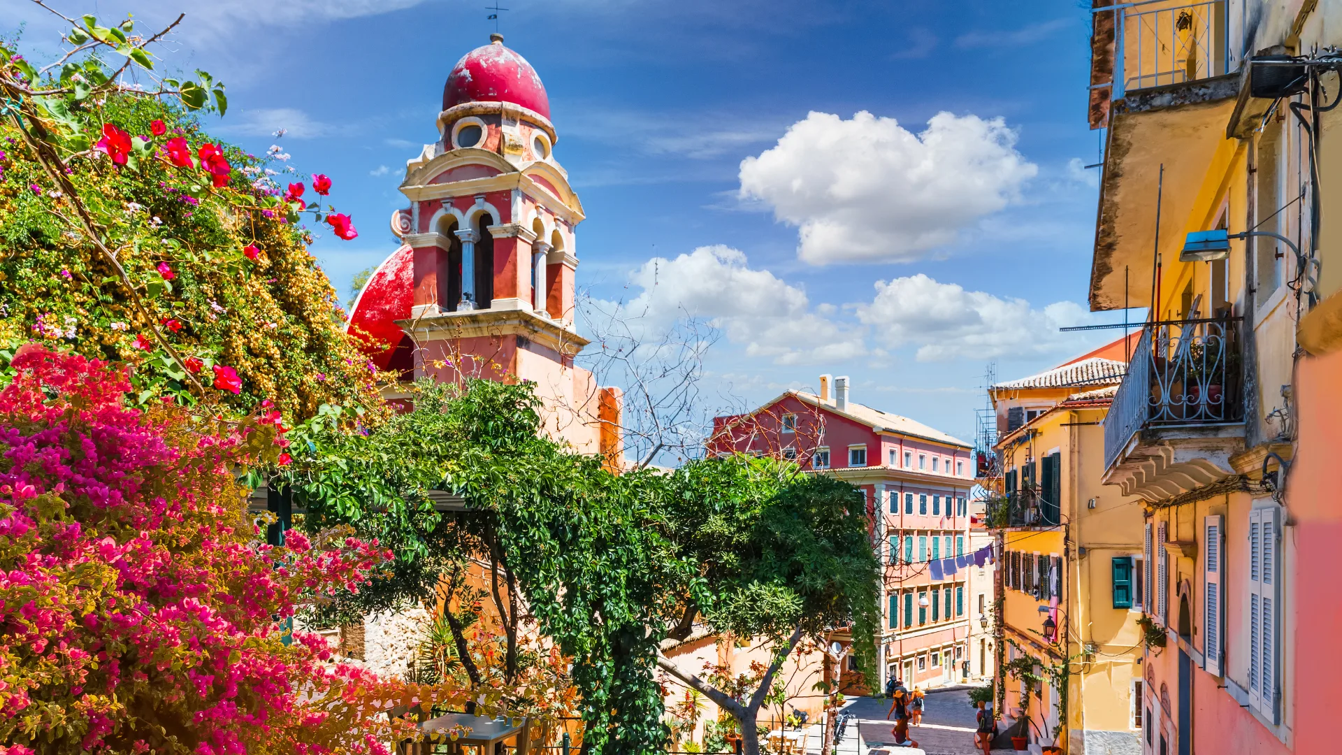 Old town landscape in Kerkyra, capital of Corfu island, Greece