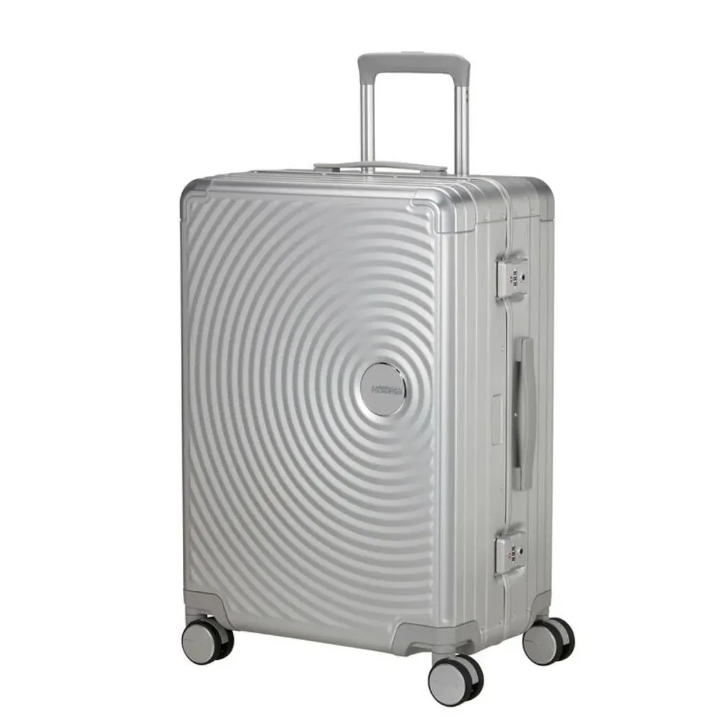 American Tourister Soundbox Alu Medium TSA suitcase is made of aluminium.