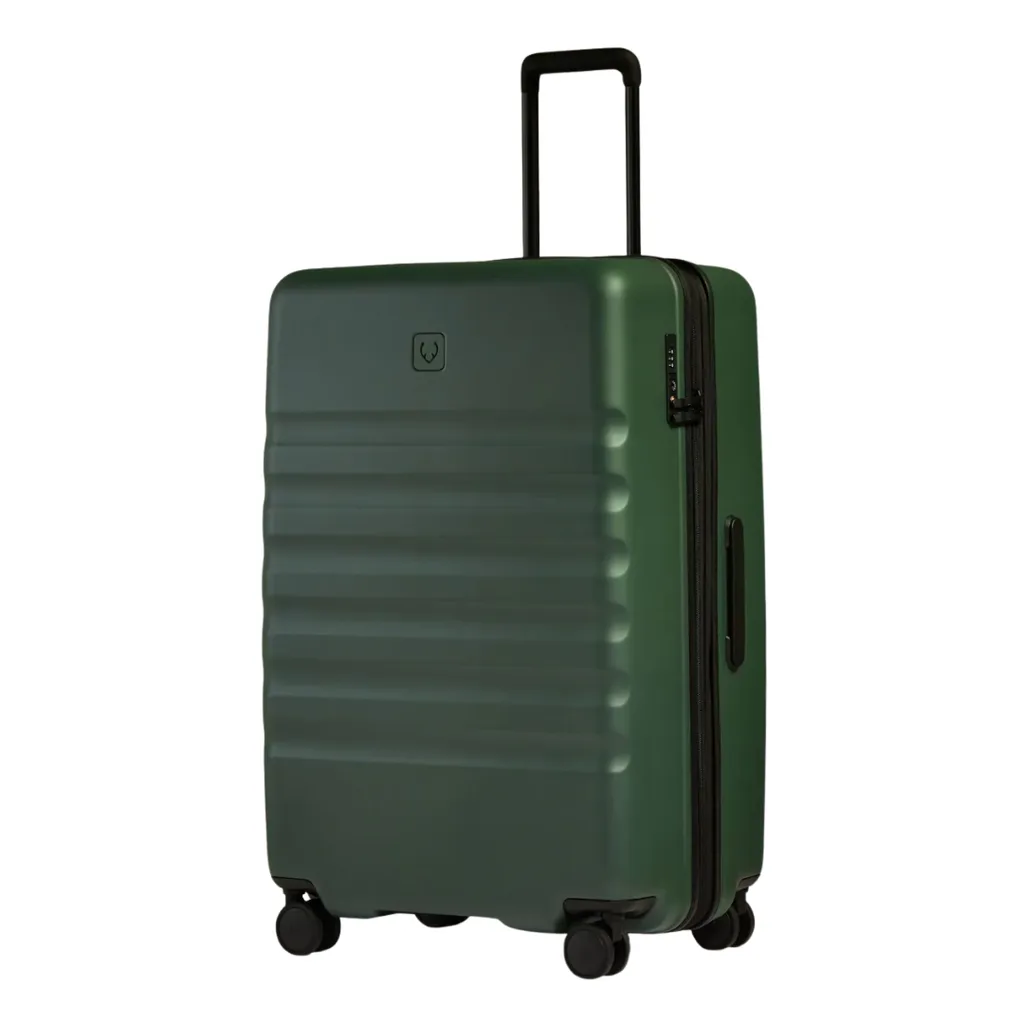 Antler large luggage icon stripe suitcase in Antler Green colourway