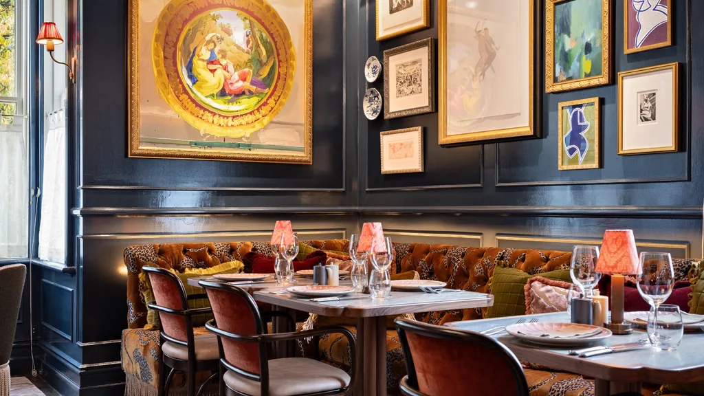 The elegant and whimsical dining room at Billy's modern Chinese restaurant at Ayrburn, Queenstown New Zealand