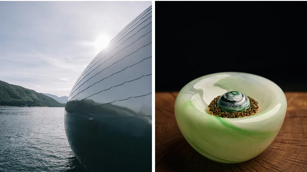 Iris at Salmon Eye exterior; and tartlet, Norway