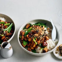 Kung pao tofu with sesame crumb