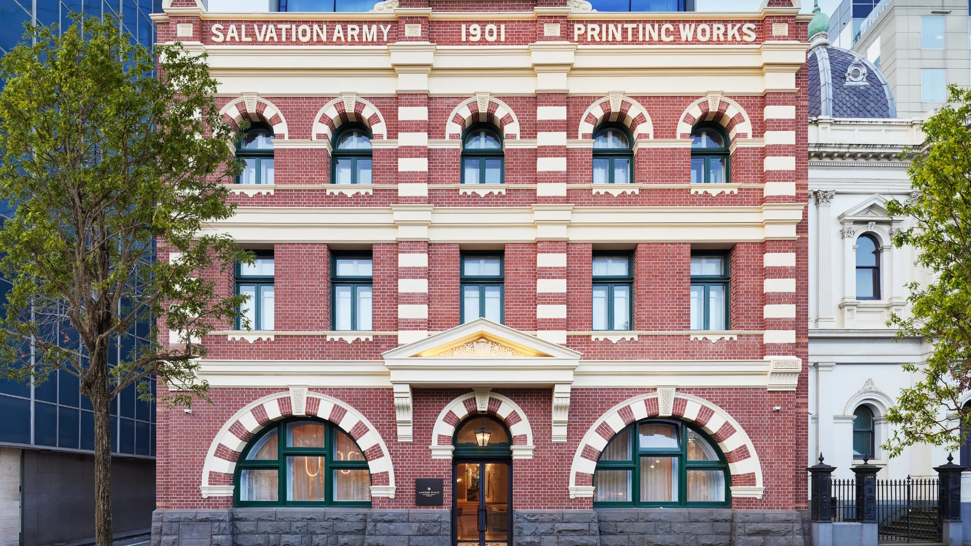 The exterior of Lanson Place hotel, East Melbourne