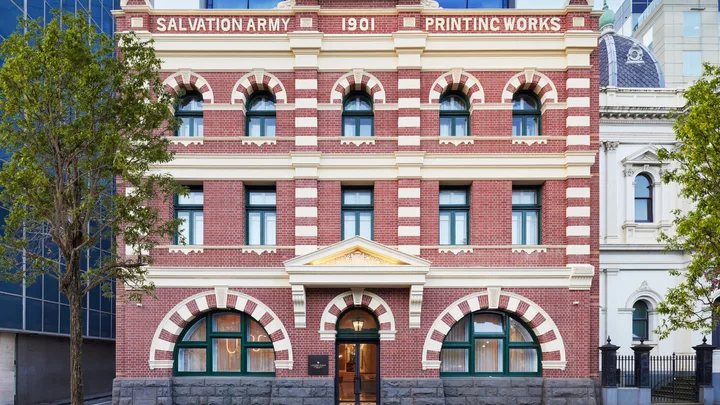 The exterior of Lanson Place hotel, East Melbourne