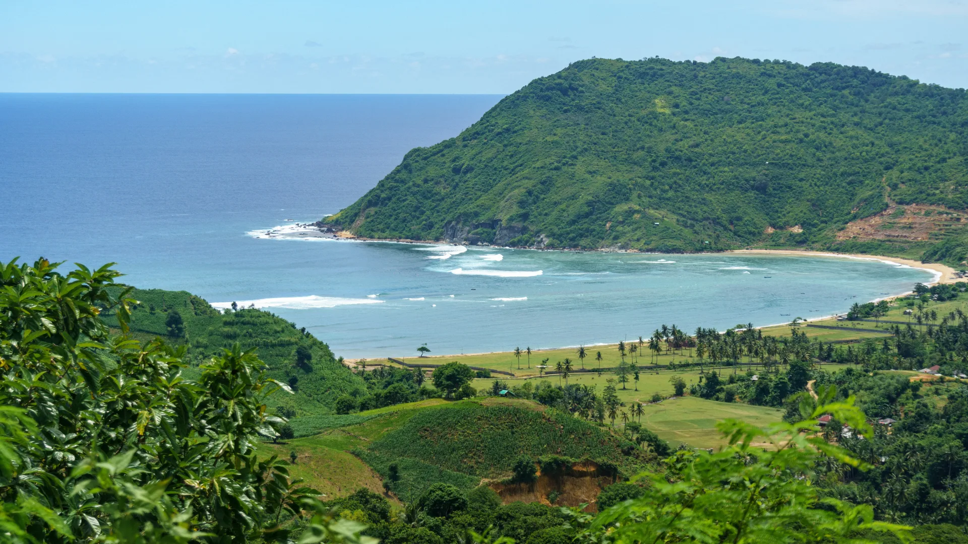 Aerial view of Mandalika beach, Lombok, Indonesia