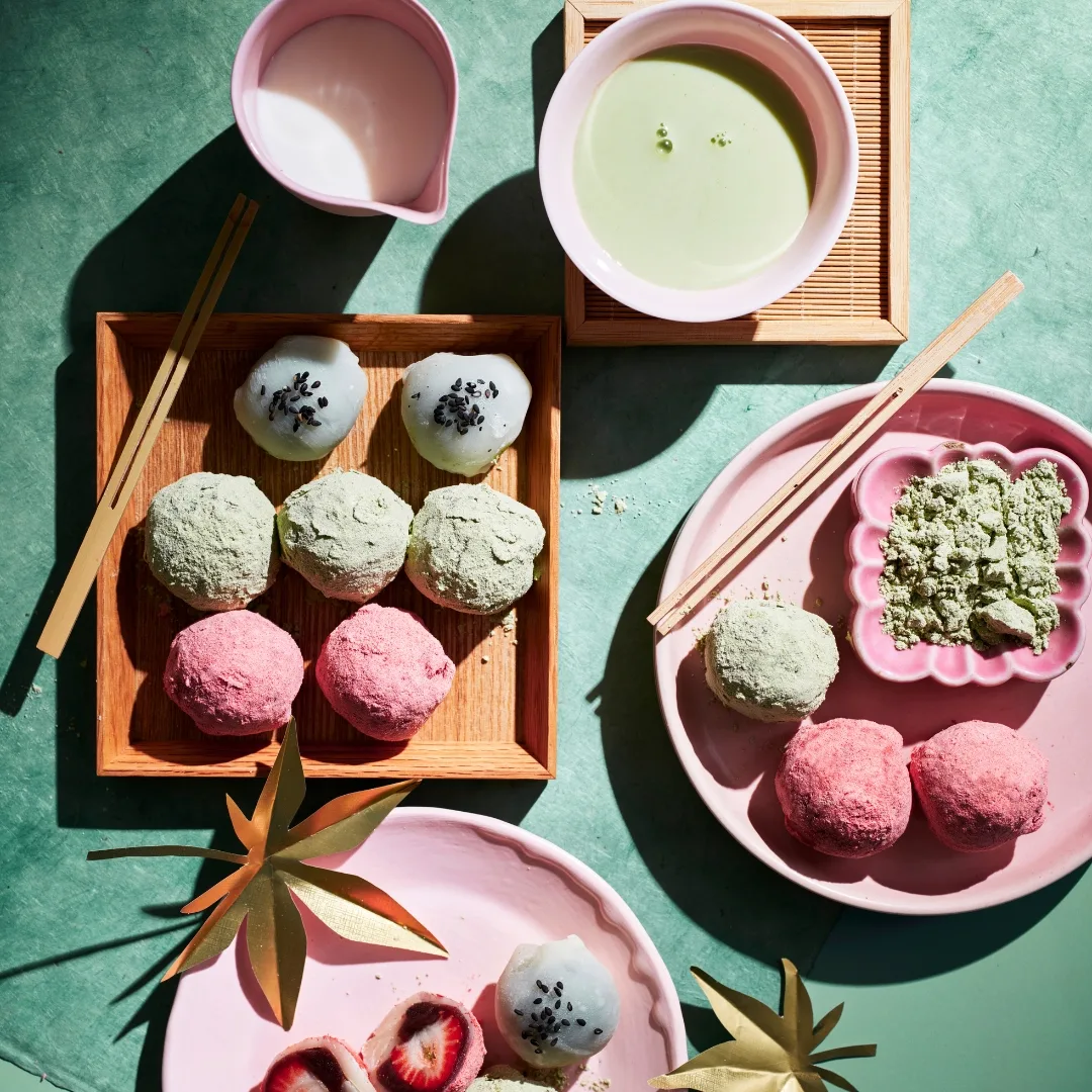 Overhead shot of homemade mochi recipe