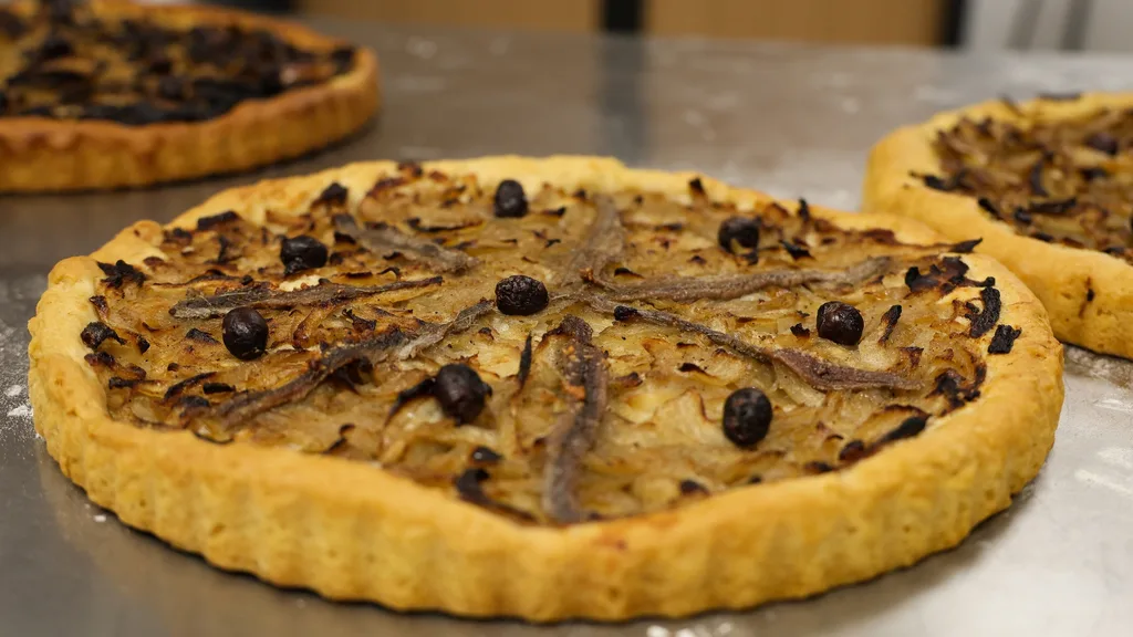 Pissaladière at L’Atelier Cuisine Niçoise.