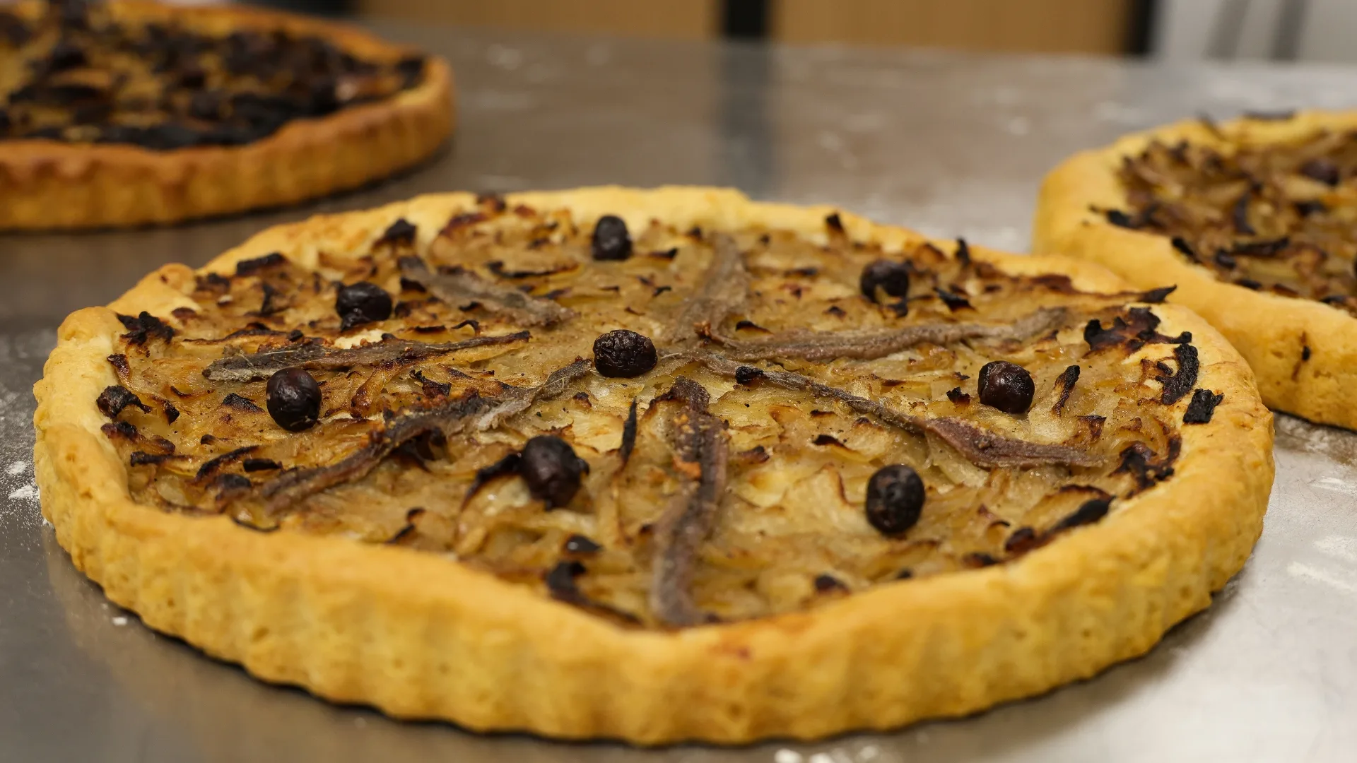 Pissaladière at L’Atelier Cuisine Niçoise.