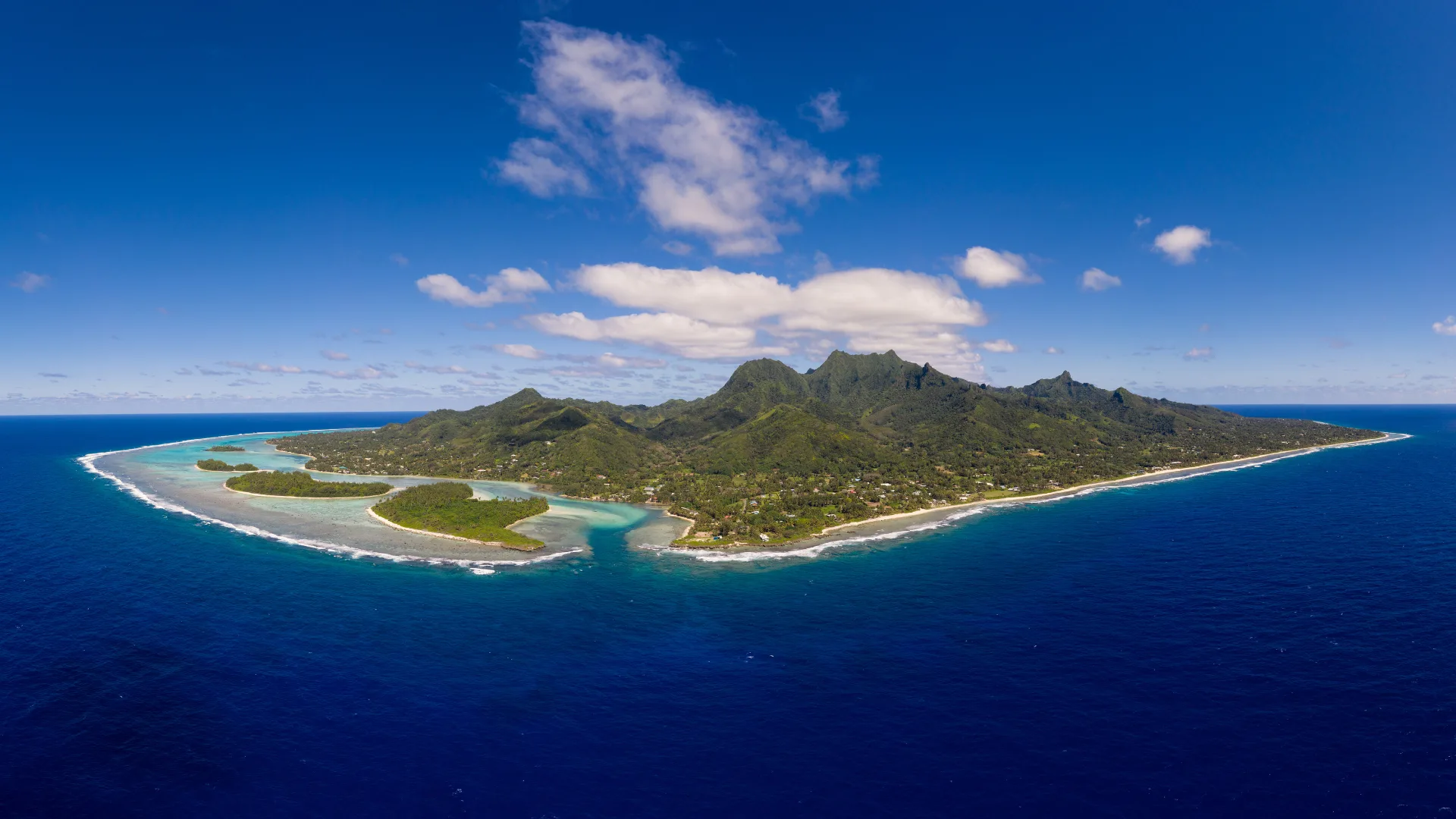 Rarotonga in the Cook islands in the south pacific ocean on a sunny day.
