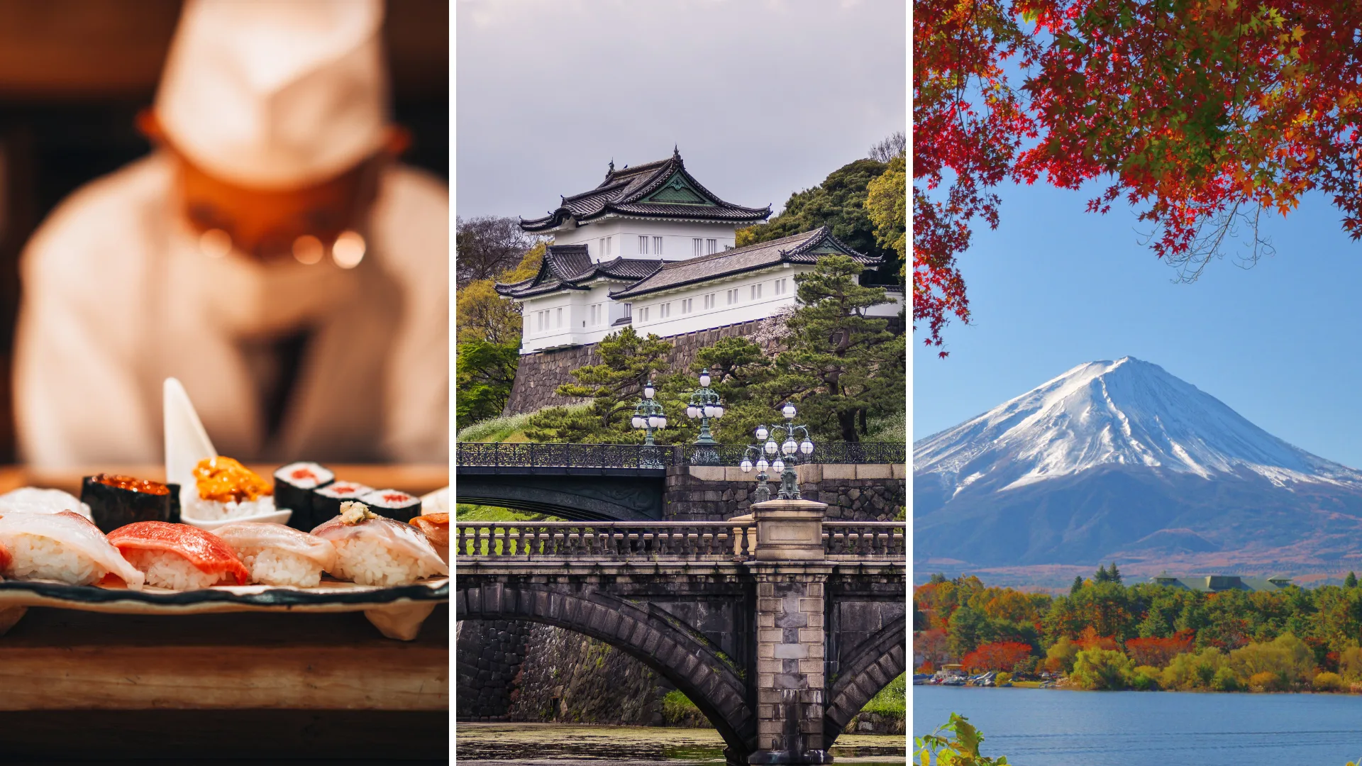 A sushi chef, a temple and Mt Fuji in Tokyo, Japan