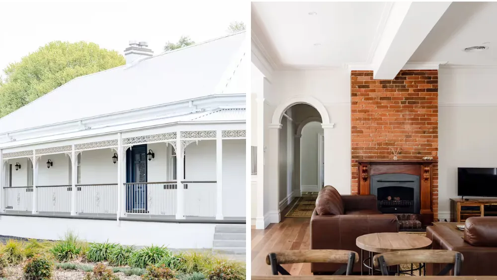 The crisp white exterior and rustic interior of The Welcome Inn, Orange NSW