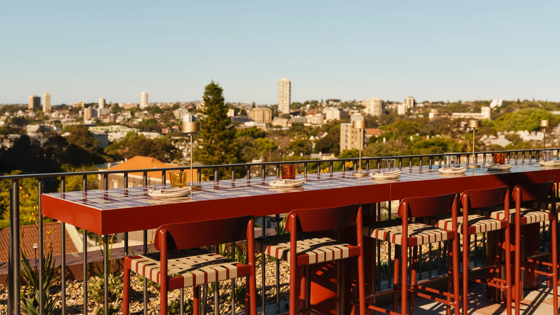 The outlook from Monica, the rooftop bar of the 25hours Hotel The Olympia in Paddington in Sydney
