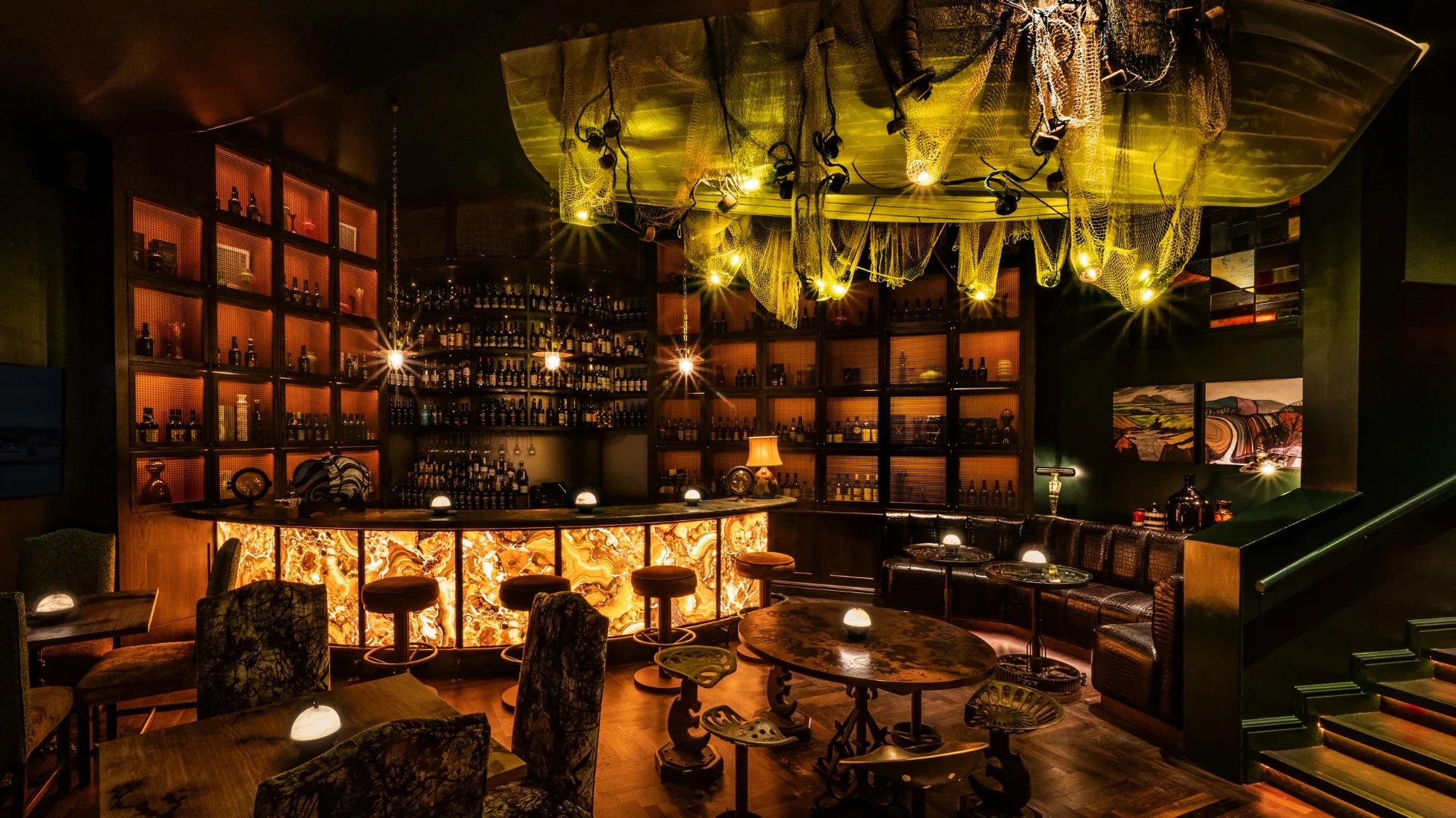 The whimsical interiors of Ardbeg House's bar