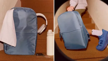 July Carry All Backpack 20L, with clean, minimal, and well suited to everyday and travel use with structured sides that help it stand upright even when not full.