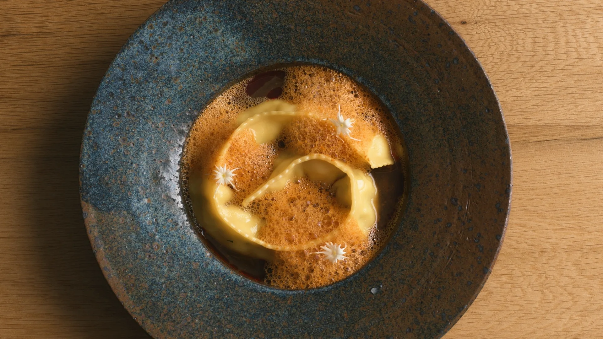WA Rock Lobster stuffed pappardelle, miso broth, bisque foam from White Horse's lunch special menu