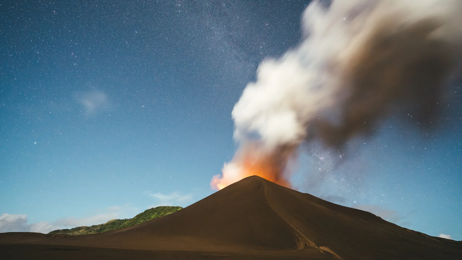 A photograph of Mount Yasur in Vanuatu, an active volcano