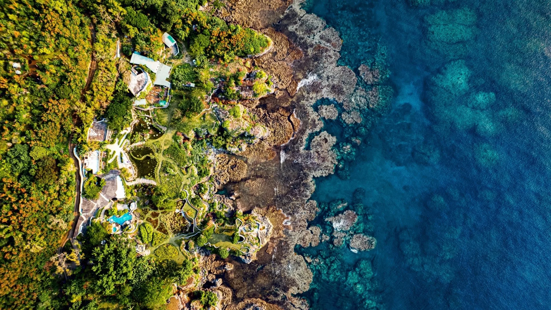 Aerial photo of Rockwater Resort on Tanna Island, Vanuatu