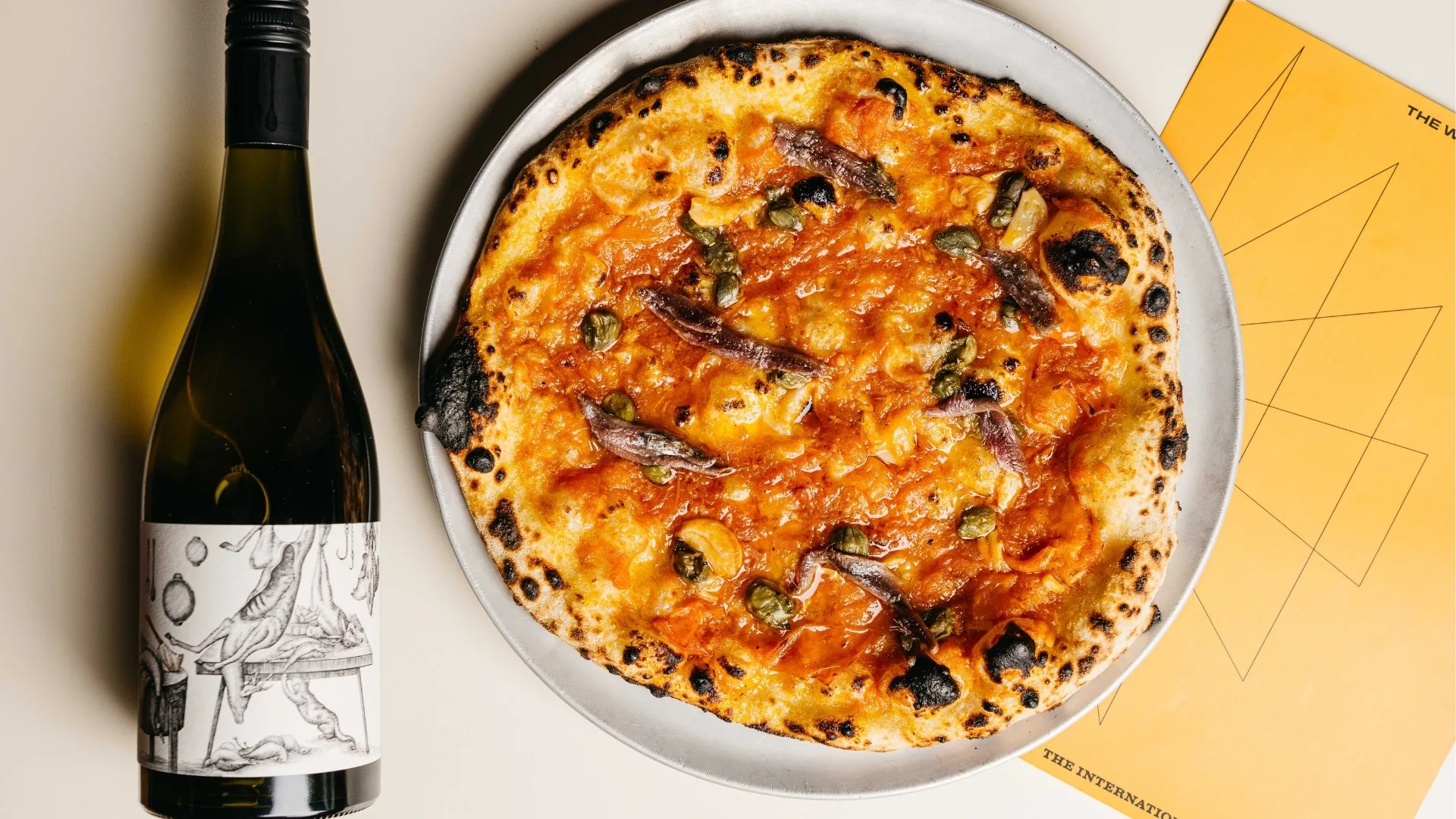 The wine bar at The International's pizza lunch special