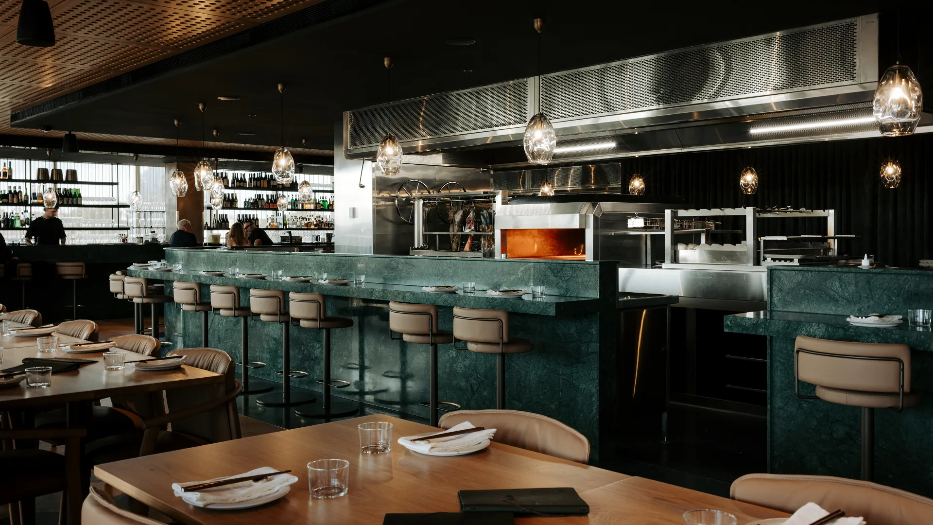 One side of the dining room at Adelaide restaurant Yakisan.