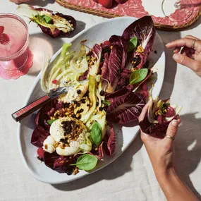 Burrata Radicchio salad on a table