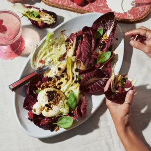 Burrata Radicchio salad on a table