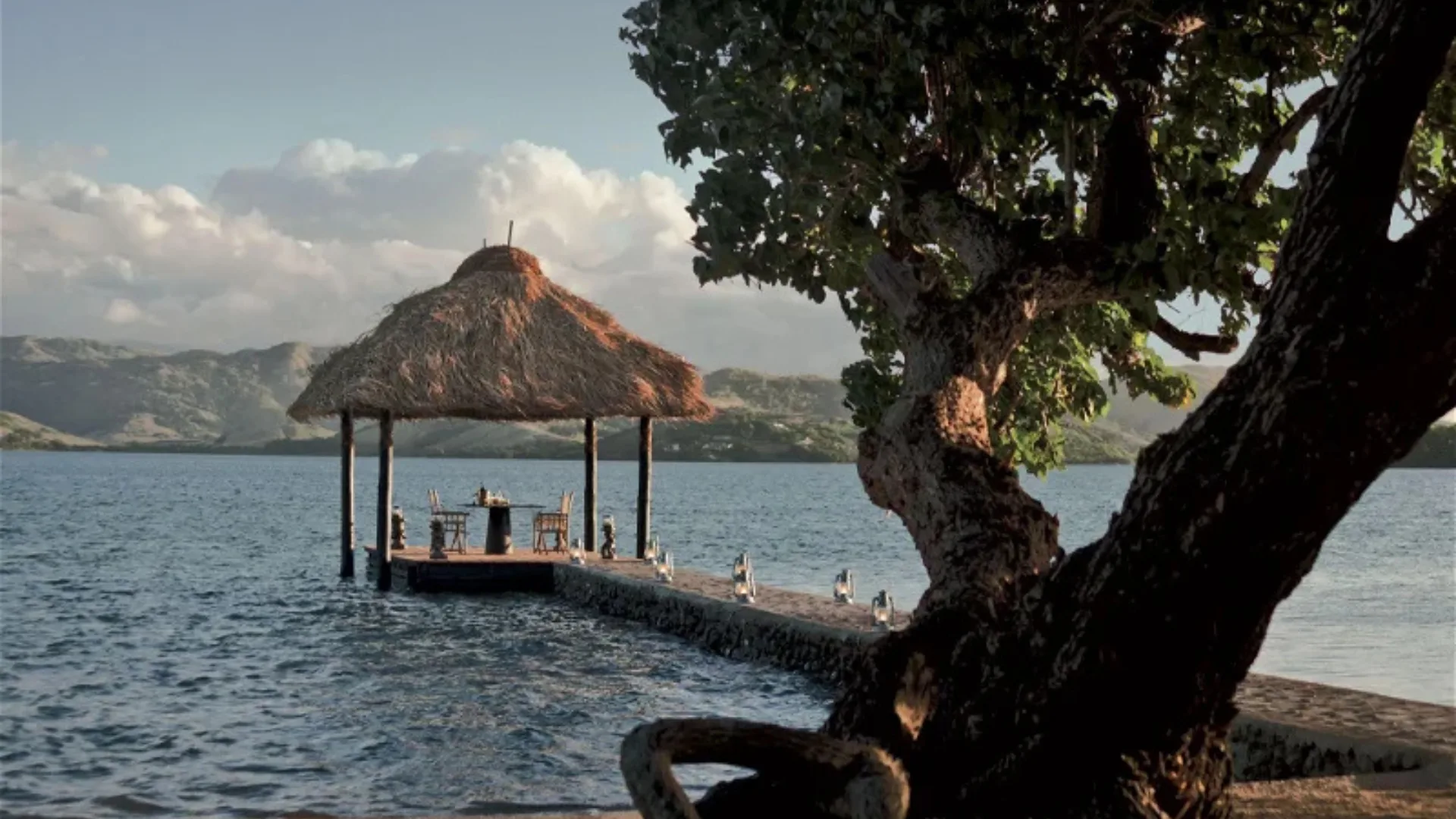 Arriving at Dolphin Island, a hotel in Fiji