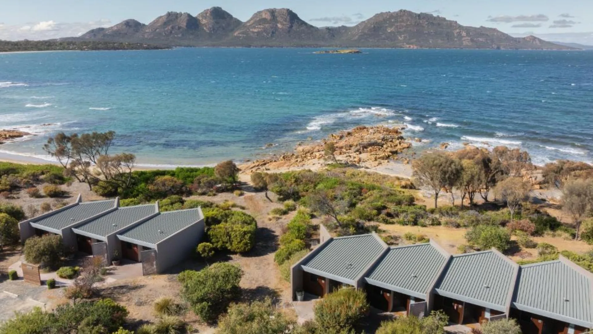 Chalets and cabins sit at the Edge of the Bay in Coles Bay