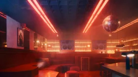 The retro-styled interior of Merivale's first Melbourne venue, LB's Record Bar