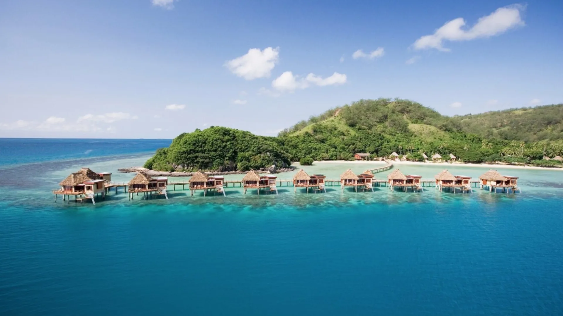 Overwater bungalows at Likuliku Lagoon Resort