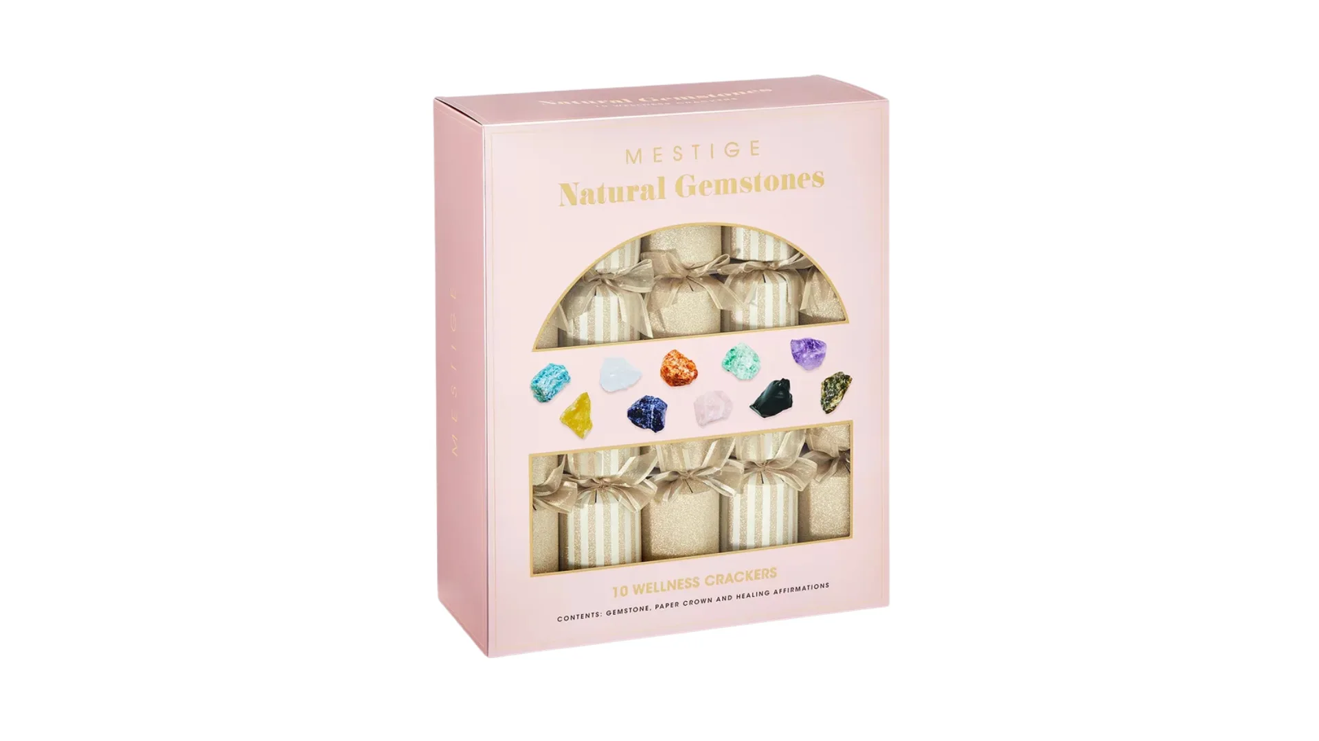 Mestige Wellness 10 pack luxury Christmas crackers with natural gemstones