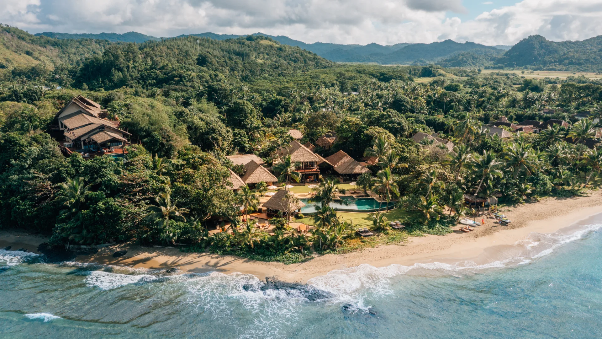 Aerial view of Nanuku Resort , a luxurious Fiji getaway