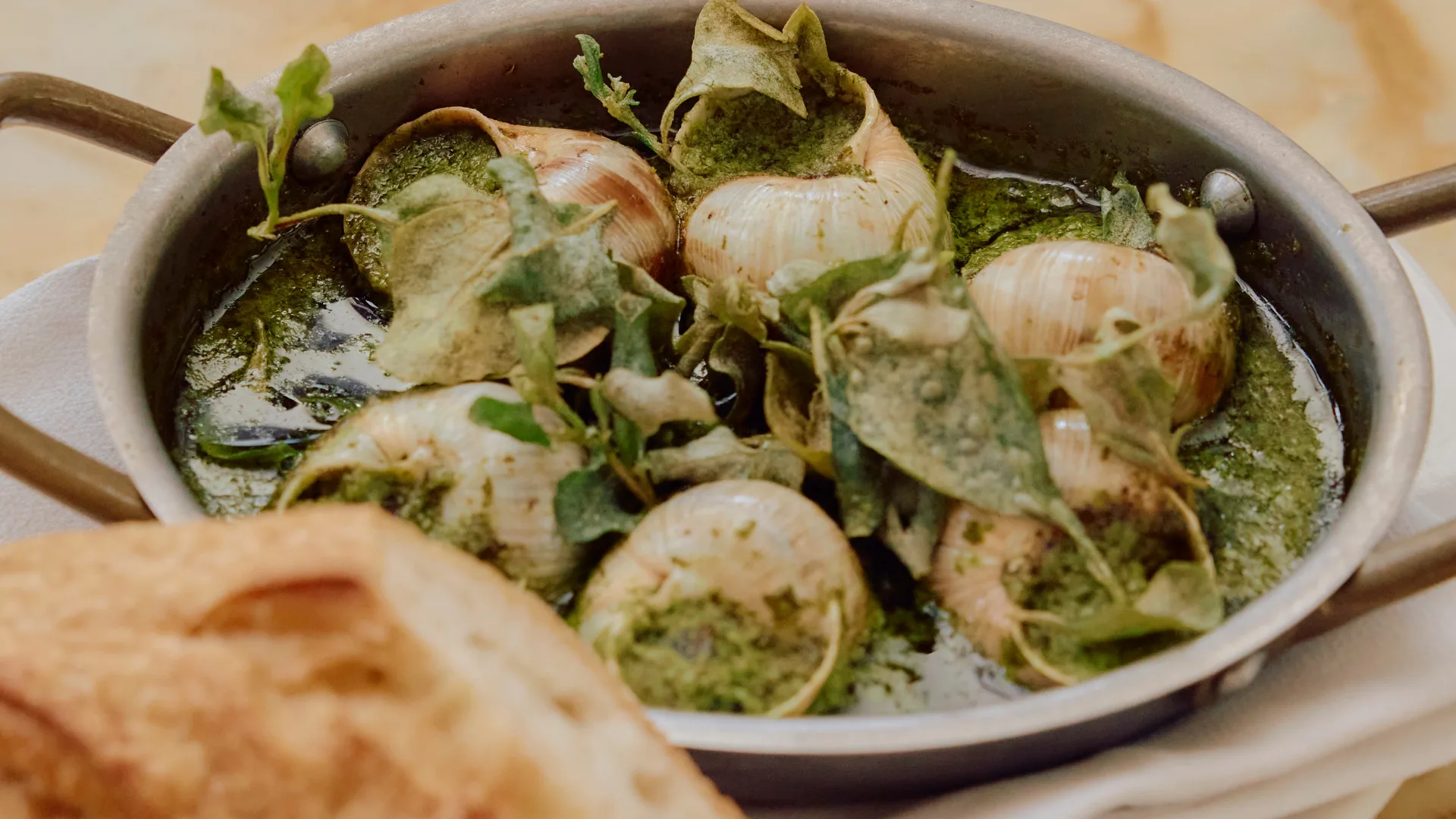 The escargot dish with fried saltbush at new Brisbane restaurant The French Exit
