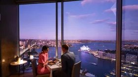 Shangri-la on the rocks with views of the harbout