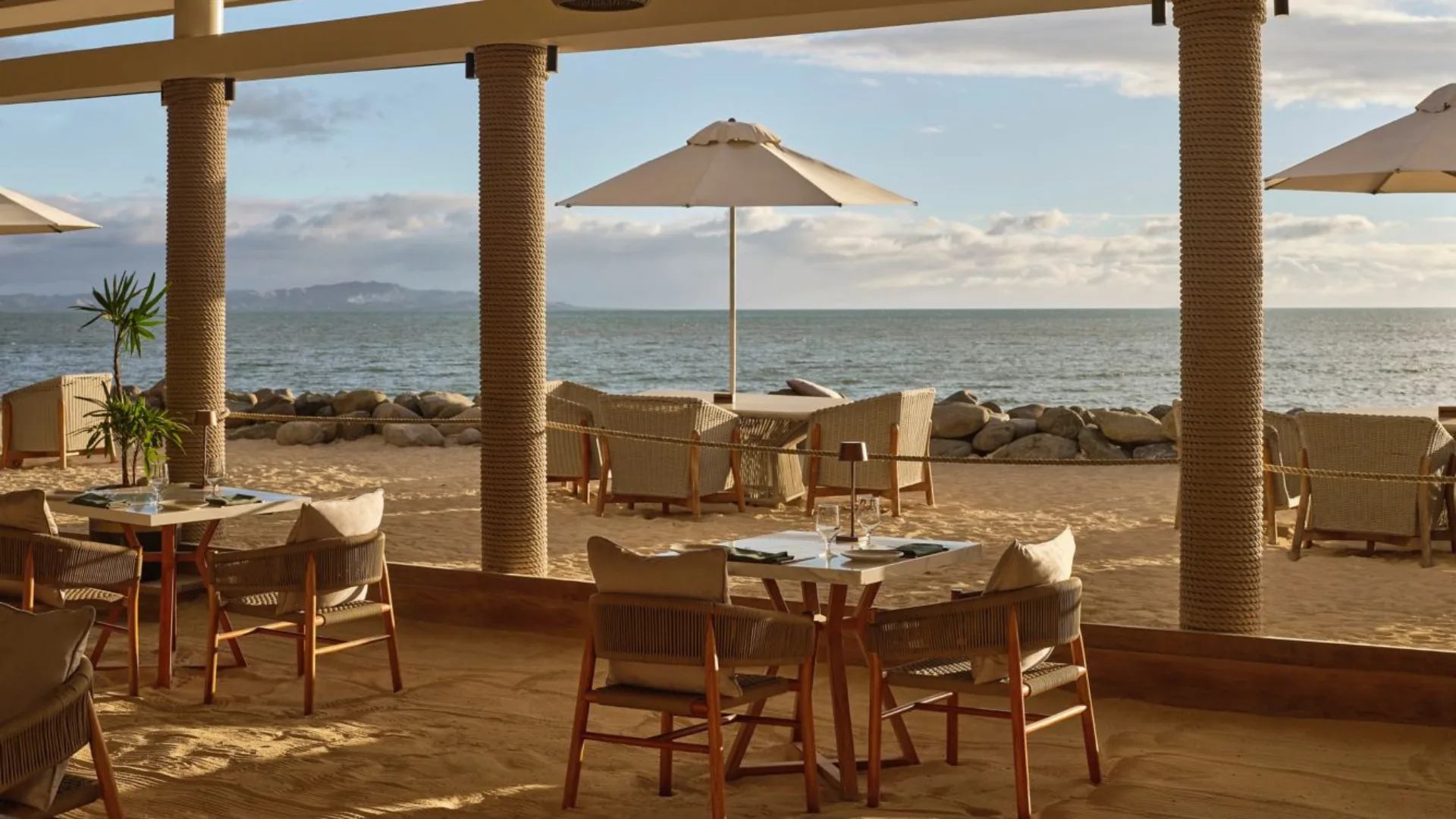 The view from Tatavu, an award-winning restaurant at the Sheraton Fiji Golf and Beach Resort.