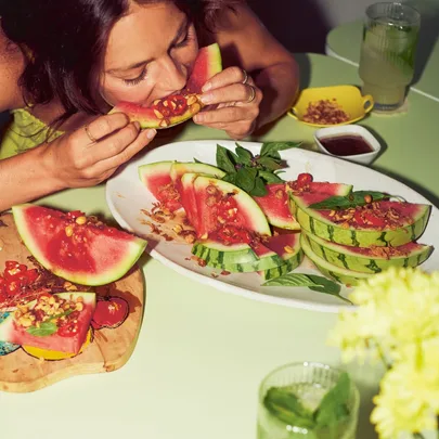 Watermelon with spicy tamarind dressing