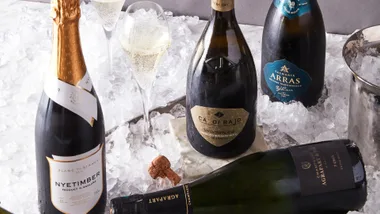 five bottles of sparkling wine