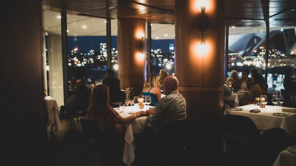The view from Sydney restaurant Aria on New year's eve dinner